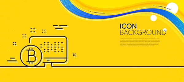 Bitcoin Line Icon Abstract Yellow Background Cryptocurrency Monitor Sign Crypto — Stock vektor