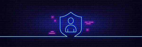 Neonlichteffekt Benutzerschutzzeilen Symbol Profil Avatar Mit Schild Symbol Für Die — Stockvektor