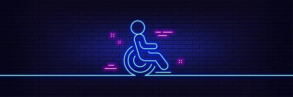 Neonlichteffekt Das Symbol Der Behindertenzeile Rollstuhlfahrer Melden Sich Hotel Service — Stockvektor