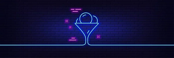 Neon Light Glow Effect Ice Cream Glass Line Icon Vanilla — Stock vektor