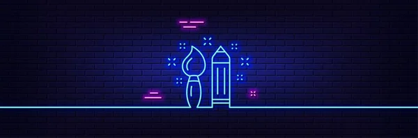 Neon Ljus Glöd Effekt Ikonen För Kreativitetslinjen Grafisk Teckenkonst Borste — Stock vektor