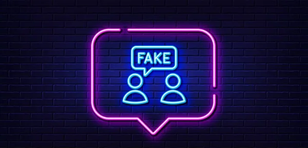 Neon Light Speech Bubble Fake Information Line Icon Social Propaganda — Stock vektor