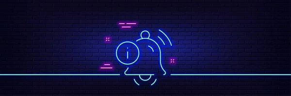 Neon Light Glow Effect Information Bell Line Icon Alarm Reminder — Stock vektor