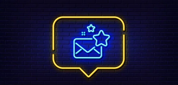 Neonlicht Sprechblase Lieblingsmeldesymbol Buchstabe Mit Sternzeichen Bestes Mail Symbol Hintergrund — Stockvektor
