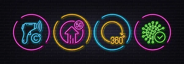 360 Derece Elektronik Termometre Düşük Çizgi Simgelerini Yükle Neon Lazer — Stok Vektör