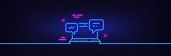 Neon Light Glow Effect Internet Messages Line Icon Chat Conversation — Stock vektor