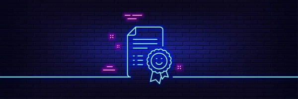 Neon Light Glow Effect Smile Award Line Icon Positive Feedback — Stock vektor