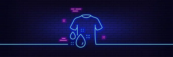 Efecto Brillo Luz Neón Icono Línea Camiseta Lavado Señal Camisa — Archivo Imágenes Vectoriales