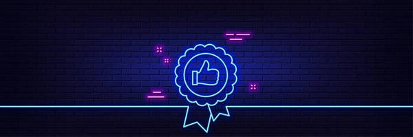 Neon Fényeffektus Pozitív Visszacsatolás Ikon Kitüntetés Szimbólum Jutalom Jel Neonfényű — Stock Vector