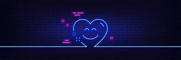 Neon Light Glow Effect Smile Chat Line Icon Happy Emoticon — Stock vektor