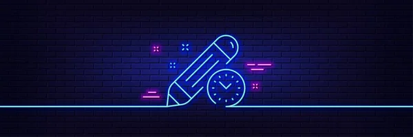 Neon Light Glow Effect Project Deadline Line Icon Time Management — Stock vektor