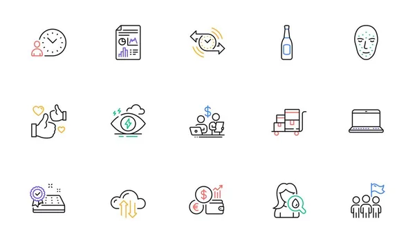 Report Document Beer Leadership Line Icons Website Printing Collection Budget — Stock vektor