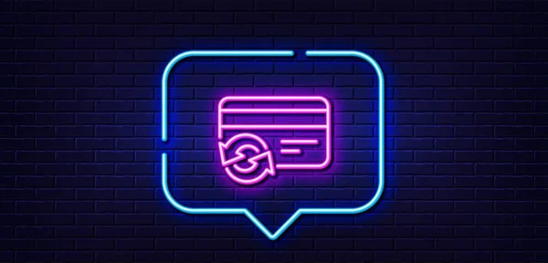Neon Light Speech Bubble Change Credit Card Line Icon Payment — Stock vektor