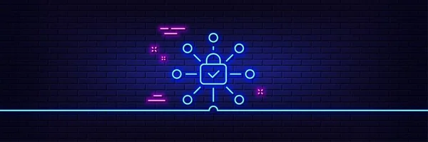 Neon Ljus Glöd Effekt Ikonen För Säkerhetslås Cyberförsvarsskylt Privat Skyddssymbol — Stock vektor