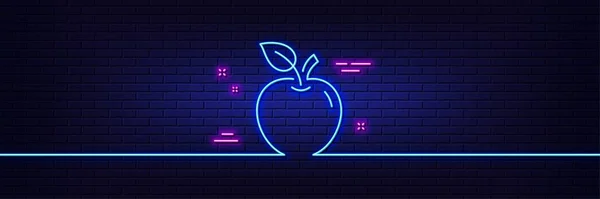 Neon Licht Gloed Effect Appellijn Icoon Vers Fruitbord Natuurlijk Voedselsymbool — Stockvector