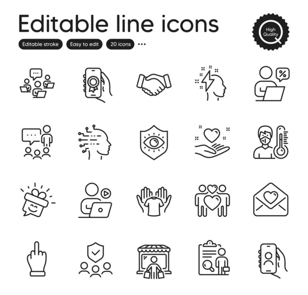 Set People Outline Icons Contains Icons Love Couple Hold Heart — Stock vektor