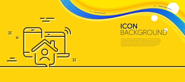 Werk Home Line Icoon Abstracte Gele Achtergrond Freelance Baanbord Remote — Stockvector