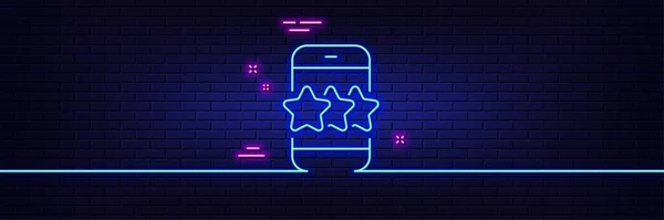 Neon Ljus Glöd Effekt Stjärnlinjeikonen Telefonskylt Med Feedback Kundnöjdhetssymbol Linje — Stock vektor