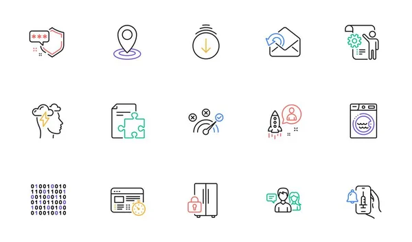 Shield Settings Blueprint Correct Answer Line Icons Website Printing Collection — Stock vektor