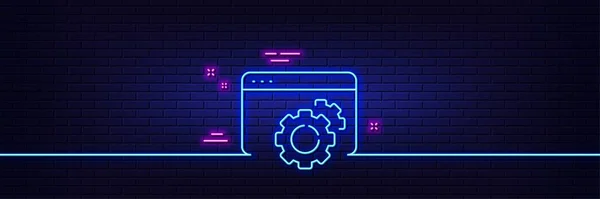 Neon Fényeffektus Seo Sebességváltó Ikon Webes Beállítás Jel Forgalomirányítási Szimbólum — Stock Vector