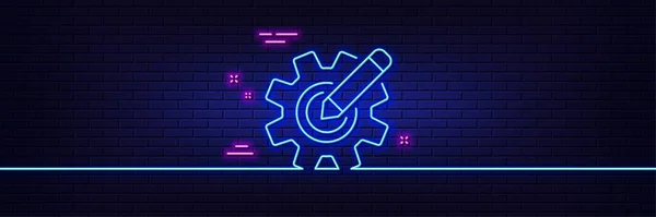 Neon Licht Gloed Effect Cogwheel Line Icoon Gereedschapsbord Wijzig Het — Stockvector