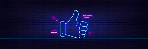 Neon Light Glow Effect Hand Line Icon Thumbs Finger Sign — Stock Vector