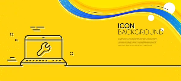 Ikona Linii Narzędzi Spanner Streszczenie Żółtego Tła Znak Naprawy Laptopów — Wektor stockowy