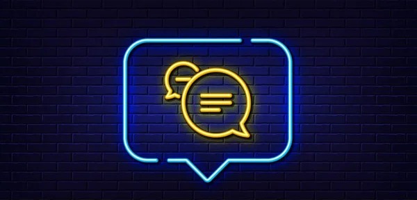 Neon Light Speech Bubble Text Message Line Icon Chat Comment — Archivo Imágenes Vectoriales