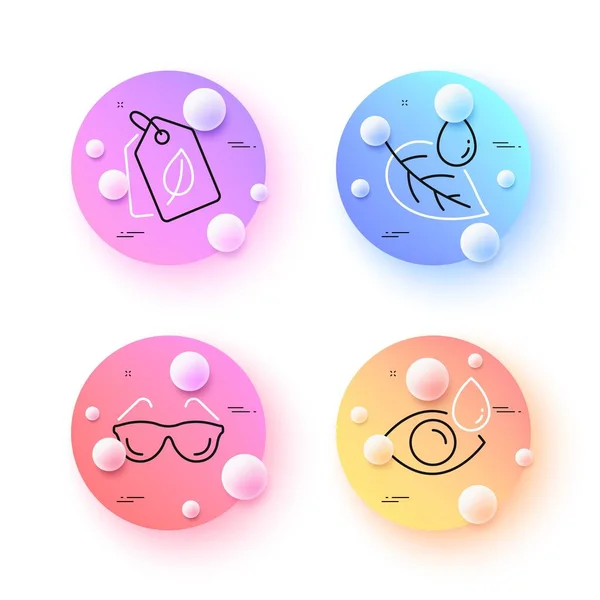 Eye Drops Eyeglasses Leaf Dew Minimal Line Icons Spheres Balls — Vetor de Stock