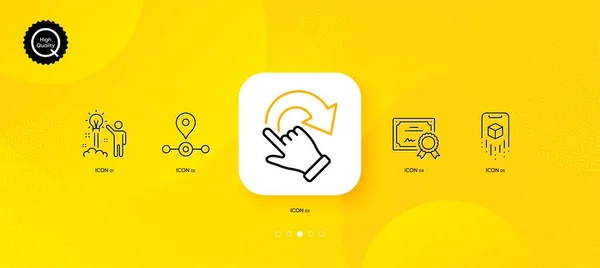 Rotation Gesture Station Creative Idea Minimal Line Icons Yellow Abstract — 图库矢量图片