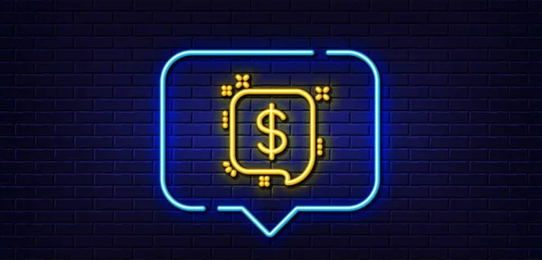 Neon Light Speech Bubble Payment Received Line Icon Dollar Sign — Stok Vektör