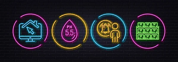 Work Home Neutral User Notification Minimal Line Icons Neon Laser — Archivo Imágenes Vectoriales