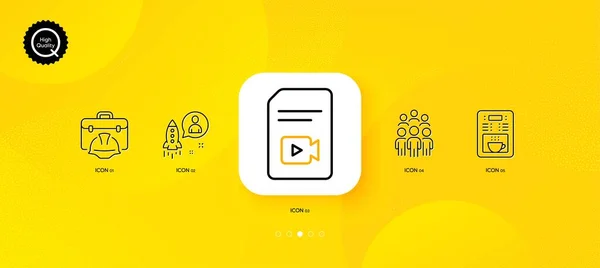 Video File Construction Toolbox Coffee Maker Minimal Line Icons Yellow — Stok Vektör