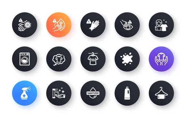 Minimal Set Wash Hand Dont Touch Shirt Flat Icons Web — Image vectorielle