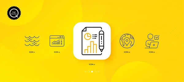 Web Traffic Waves Report Document Minimal Line Icons Yellow Abstract — Stock Vector