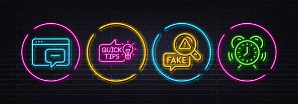 Seo Message Education Idea Fake News Minimal Line Icons Neon — Stok Vektör