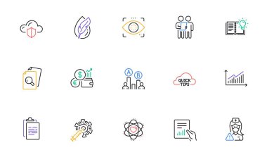 Ürün bilgisi, para birimi oranı ve web sitesi ve baskı için pano satırı simgeleri. Belge koleksiyonu, karın kası testi, Coronavirus aşı ikonları. İnceleme, hemşire, Göz ağı elementleri tespit etti. Vektör