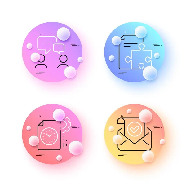 Strategy Project Deadline People Chatting Minimal Line Icons Spheres Balls — Vettoriale Stock