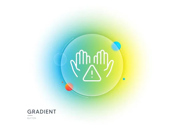 Clean Hands Line Icon Gradient Blur Button Glassmorphism Sanitary Cleaning — 스톡 벡터
