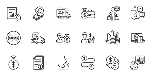 Outline Set Business Growth Stop Stress Vip Shopping Line Icons — Stockvektor