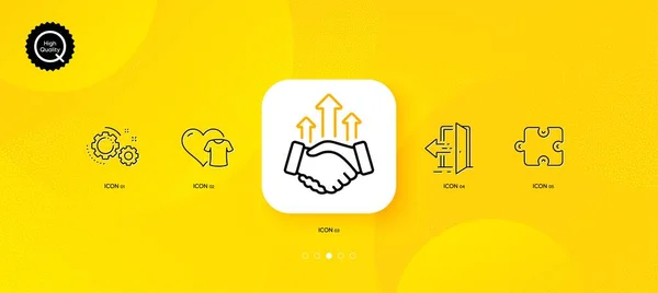 Puzzle Deal Vestuário Ícones Linha Mínima Fundo Abstrato Amarelo Entrada — Vetor de Stock