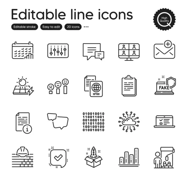 Set Education Outline Icons Contains Icons Comment Graph Chart Confirmed — Stok Vektör