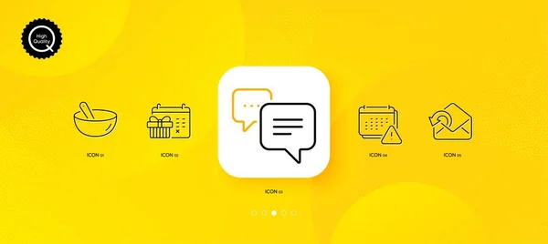 Notification Dots Message Send Mail Minimal Line Icons Yellow Abstract — Vetor de Stock