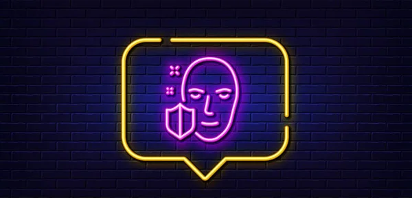 Neon Light Speech Bubble Face Detection Protected Line Icon Secure — 图库矢量图片