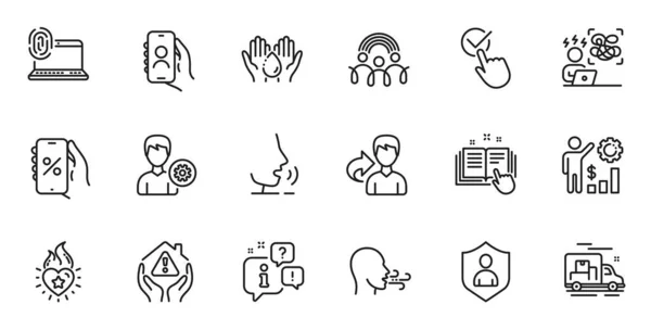 Outline Set Difficult Stress User Call Support Line Icons Web — 스톡 벡터