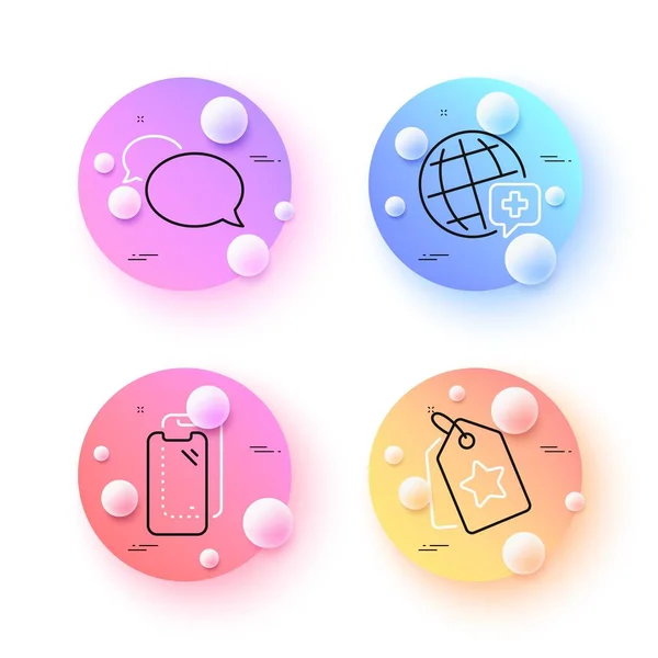 Messenger Smartphone Glass World Medicine Minimal Line Icons Spheres Balls — ストックベクタ