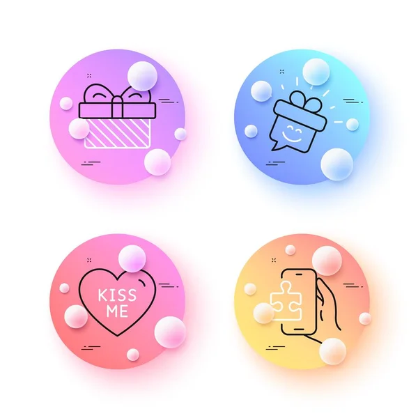 Smile Puzzle Game Gift Minimal Line Icons Spheres Balls Buttons — Stockvector