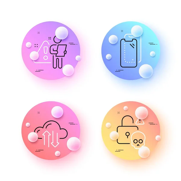 Search Employee Cyber Attack Smartphone Glass Minimal Line Icons Spheres — ストックベクタ