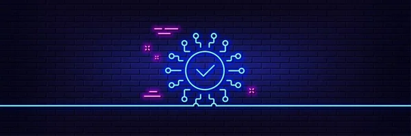 Neon Light Glow Effect Security Network Line Icon Cyber Defence — Stockvektor