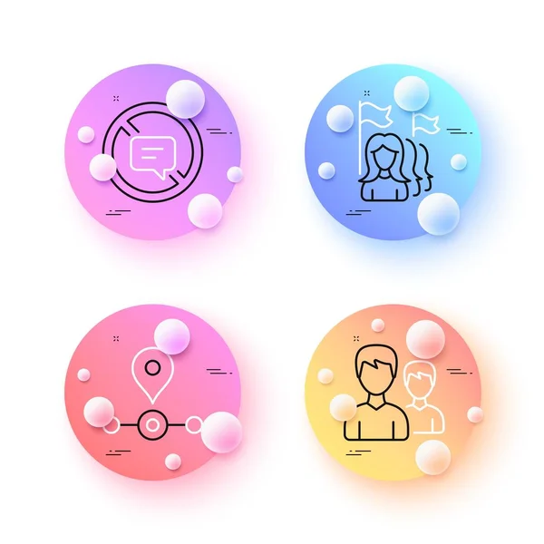Couple Feminism Station Minimal Line Icons Spheres Balls Buttons Stop — Vettoriale Stock